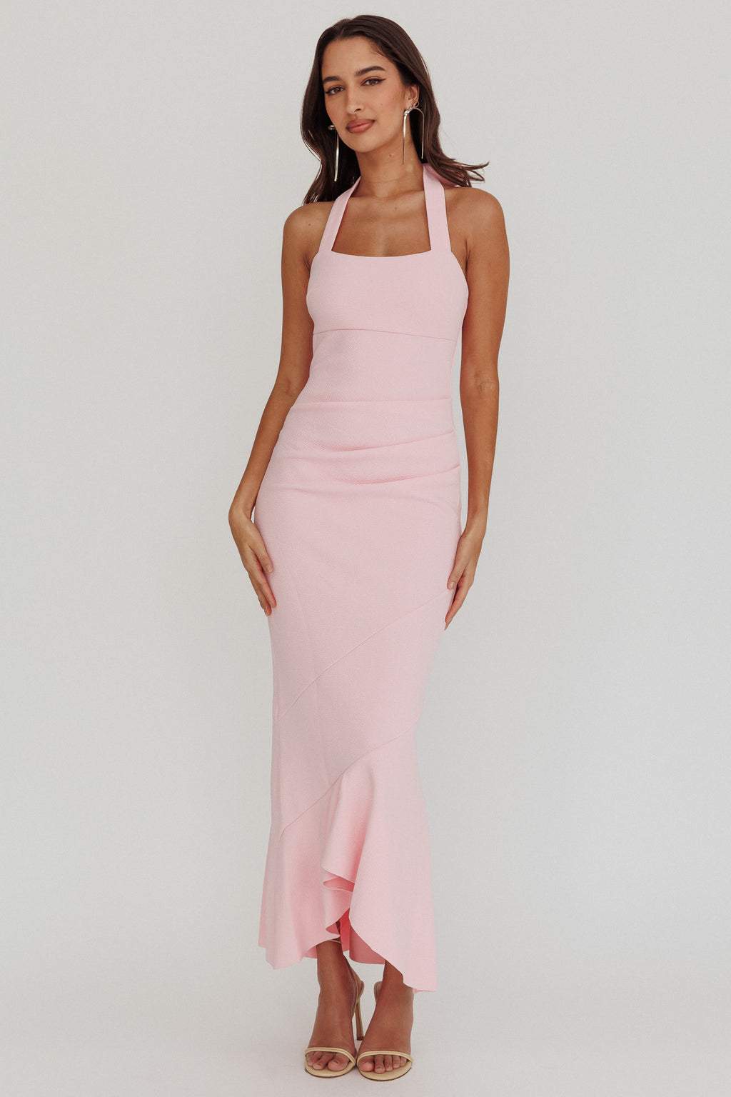 Fire Of Stars Halterneck Midi Dress Pink by Selfie Leslie