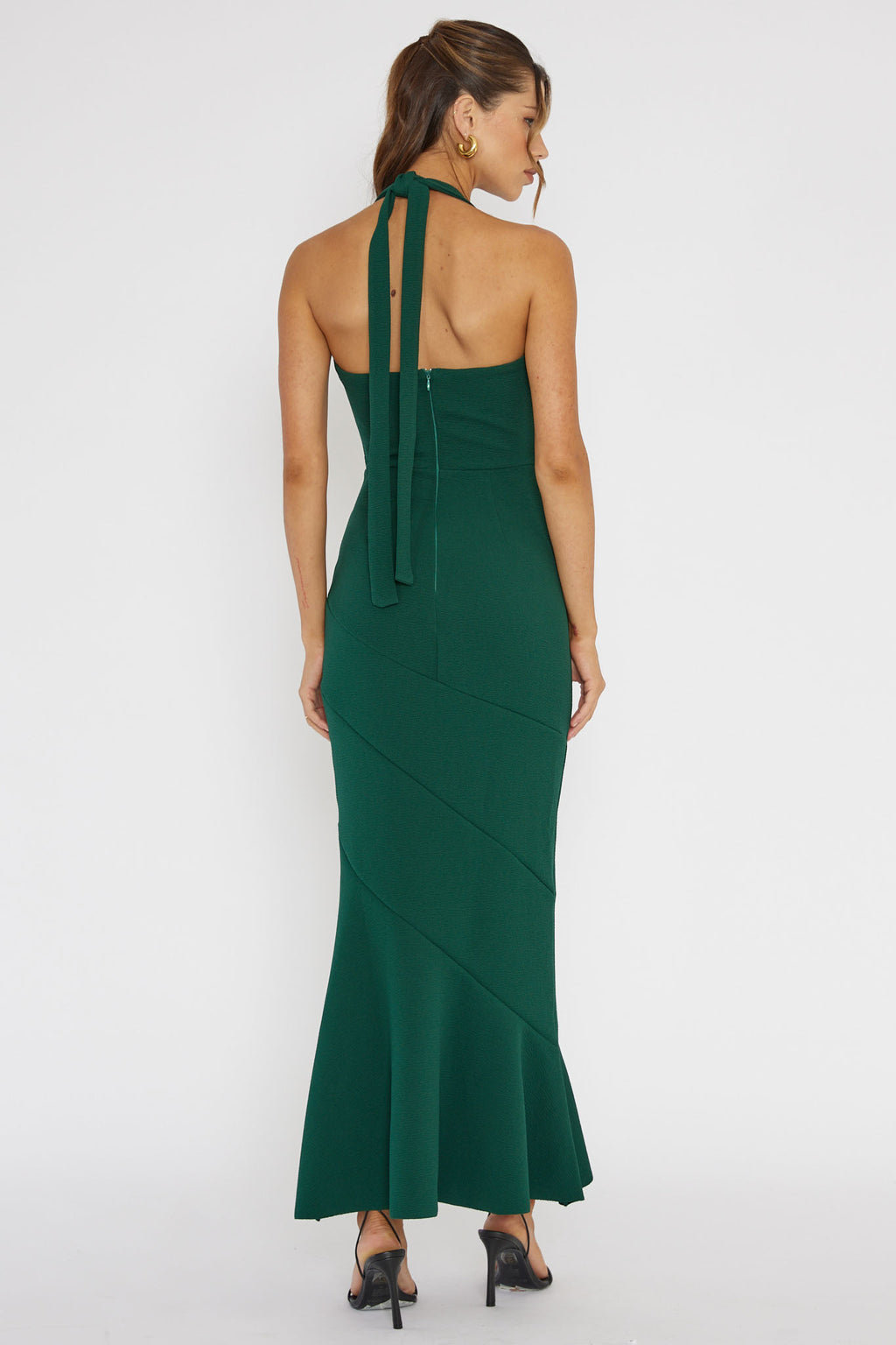 Fire Of Stars Halterneck Midi Dress Forest Green by Selfie Leslie