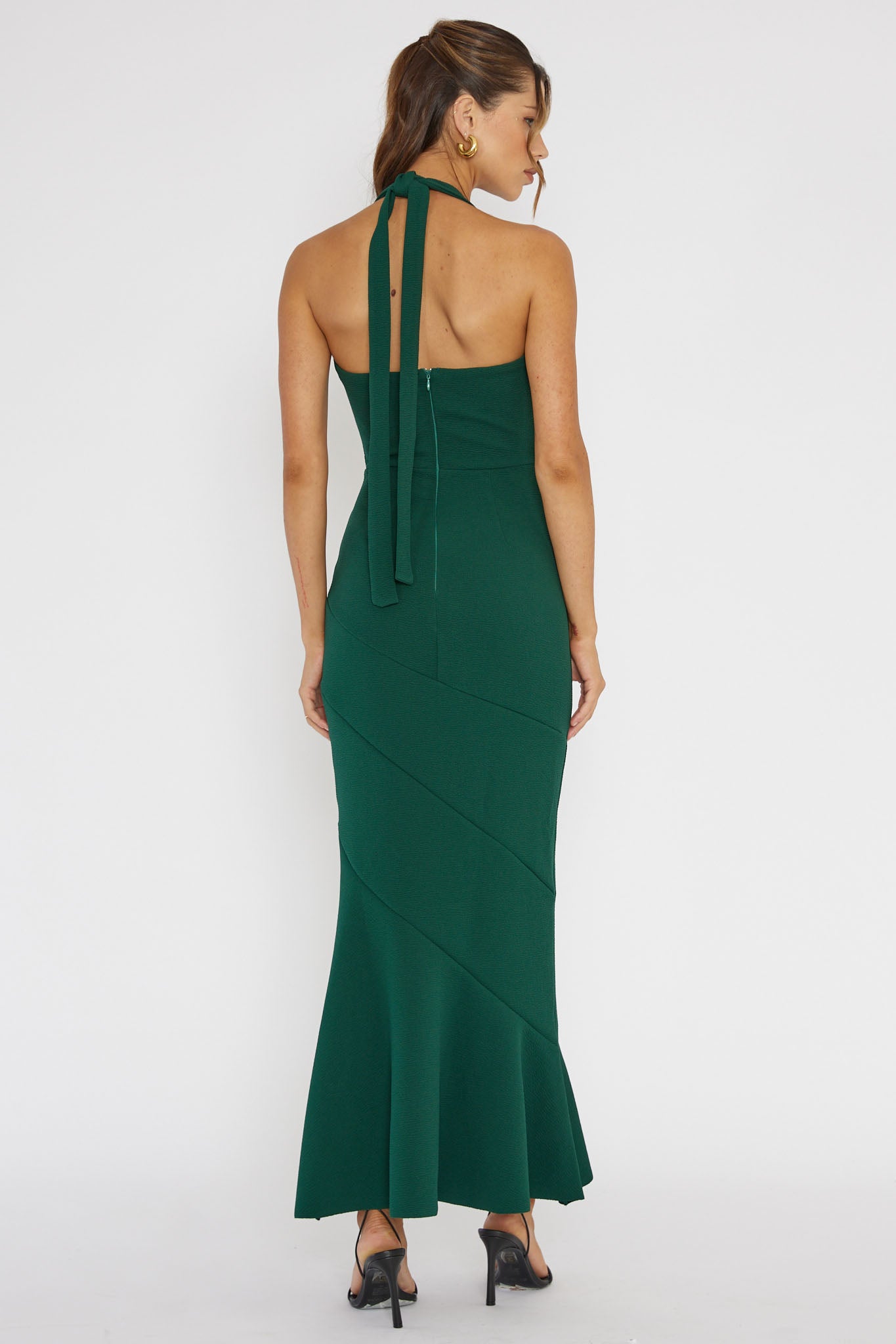 Fire Of Stars Halterneck Midi Dress Forest Green by Selfie Leslie