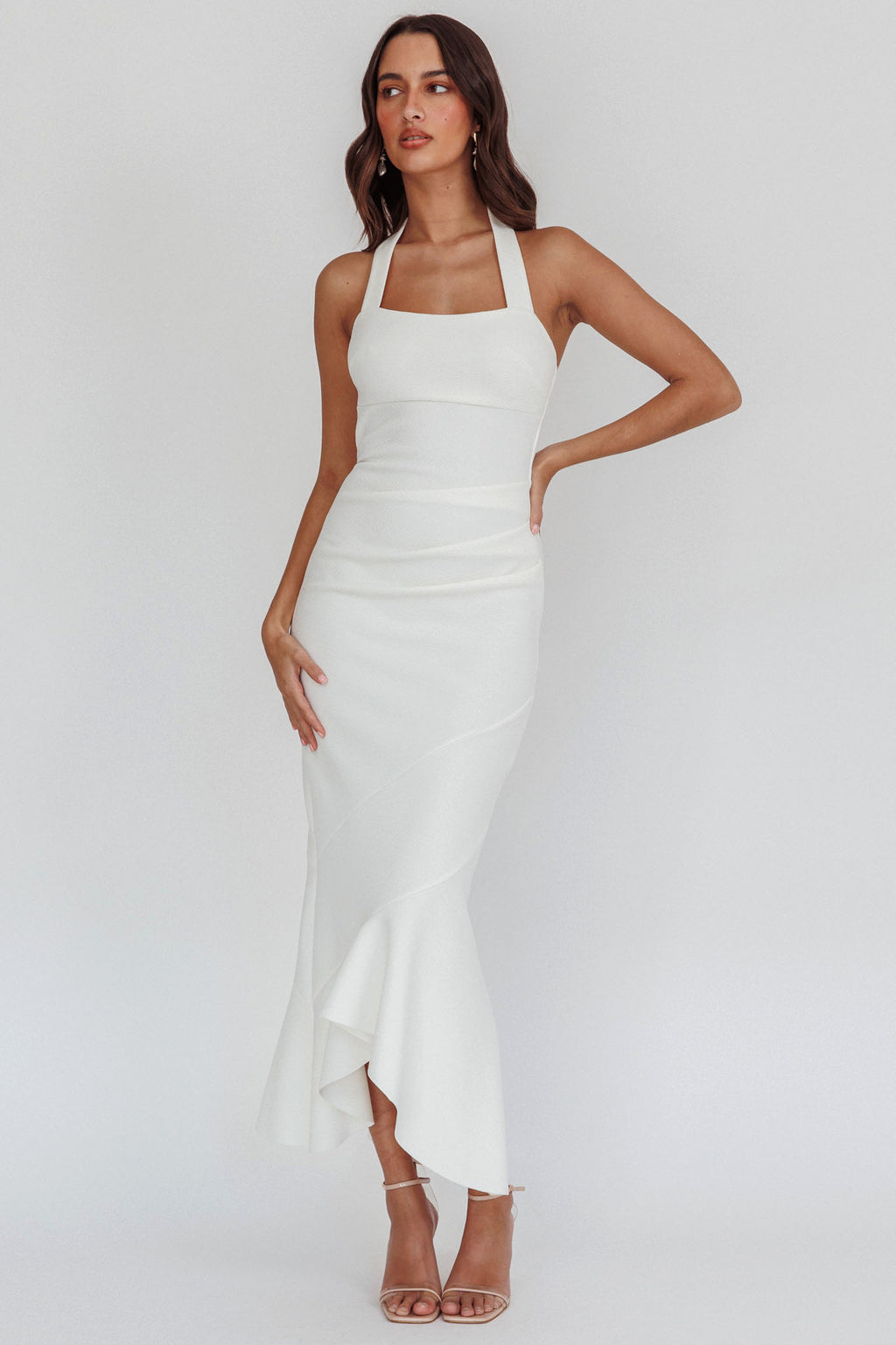 Fire Of Stars Halterneck Midi Dress White by Selfie Leslie