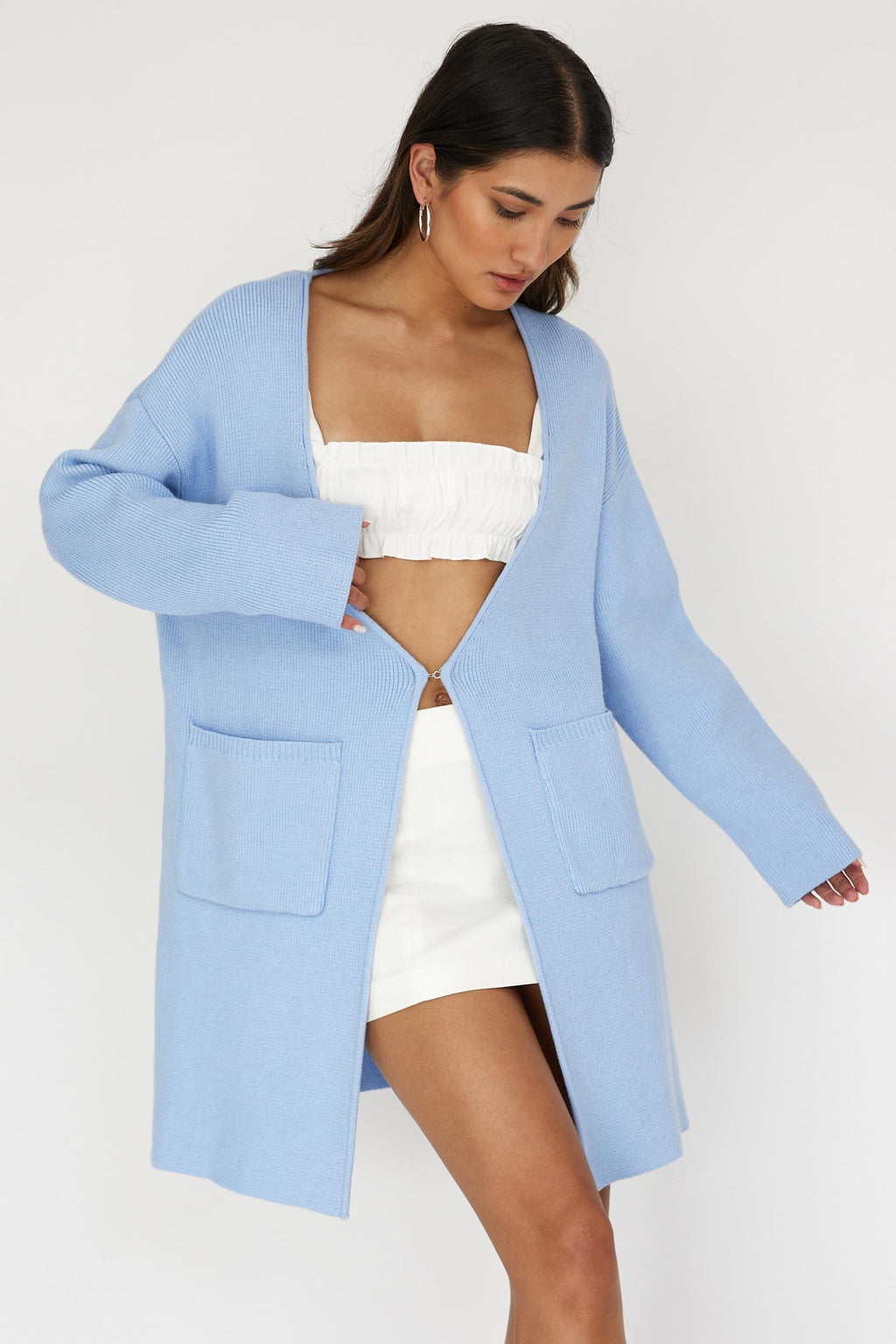 On Point Pocket Cardigan Blue by Selfie Leslie