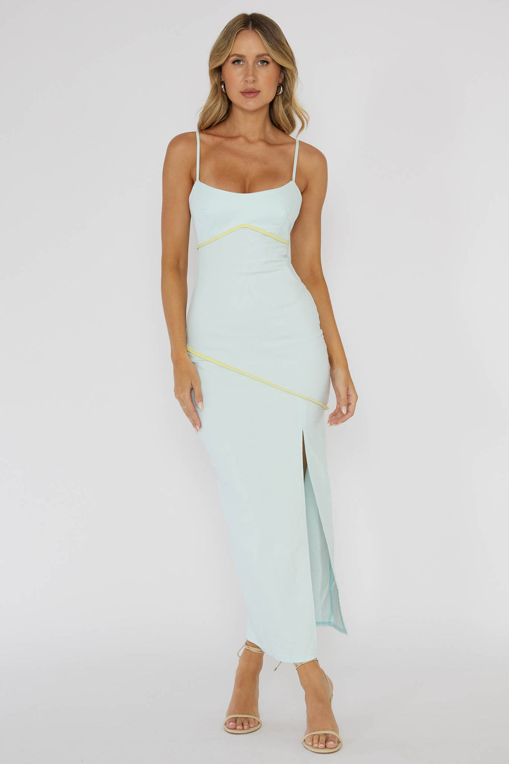 Blair Piping Trim Midi Dress Light Blue by Selfie Leslie