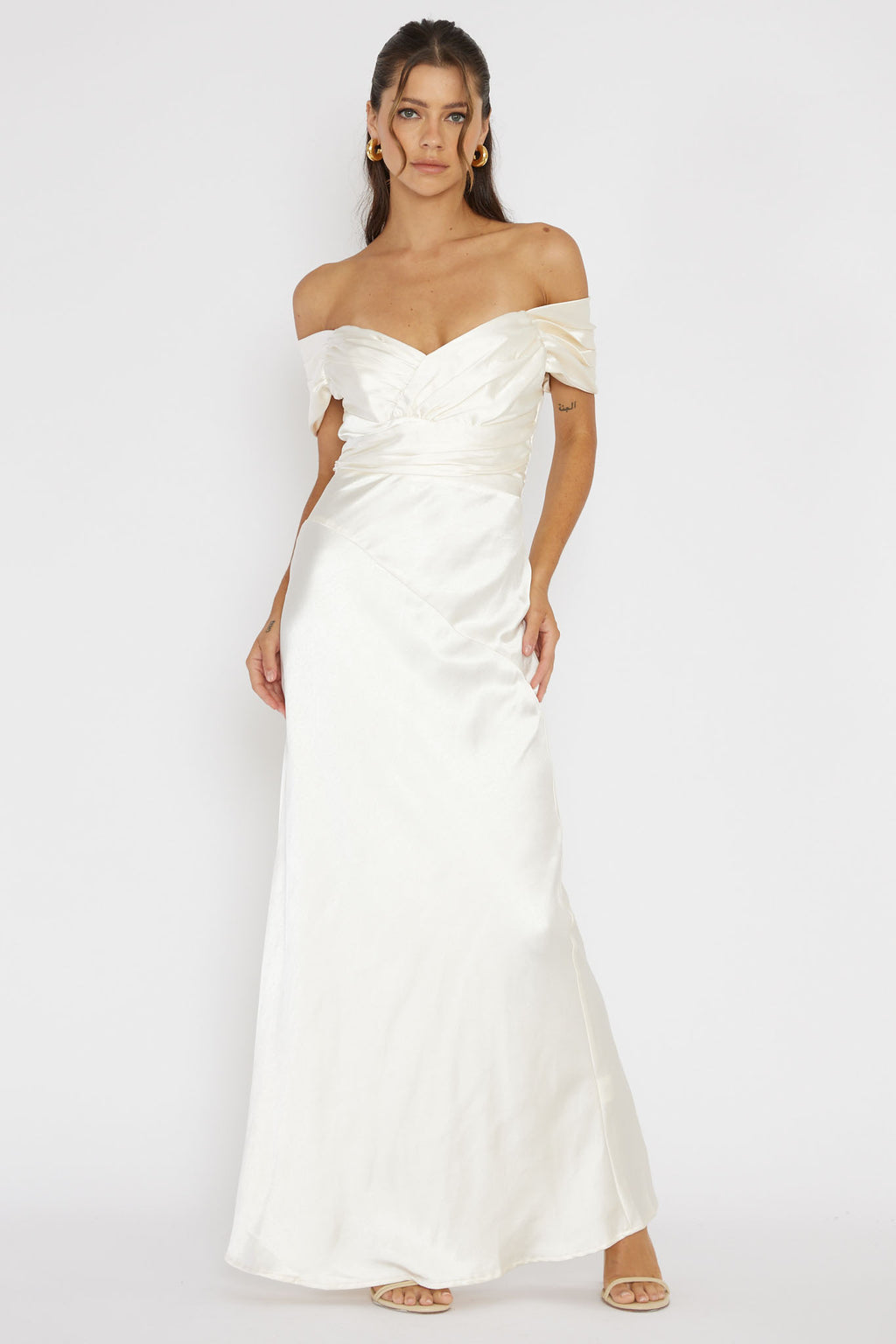 Katrina Off Shoulder Maxi Dress Butter by Selfie Leslie