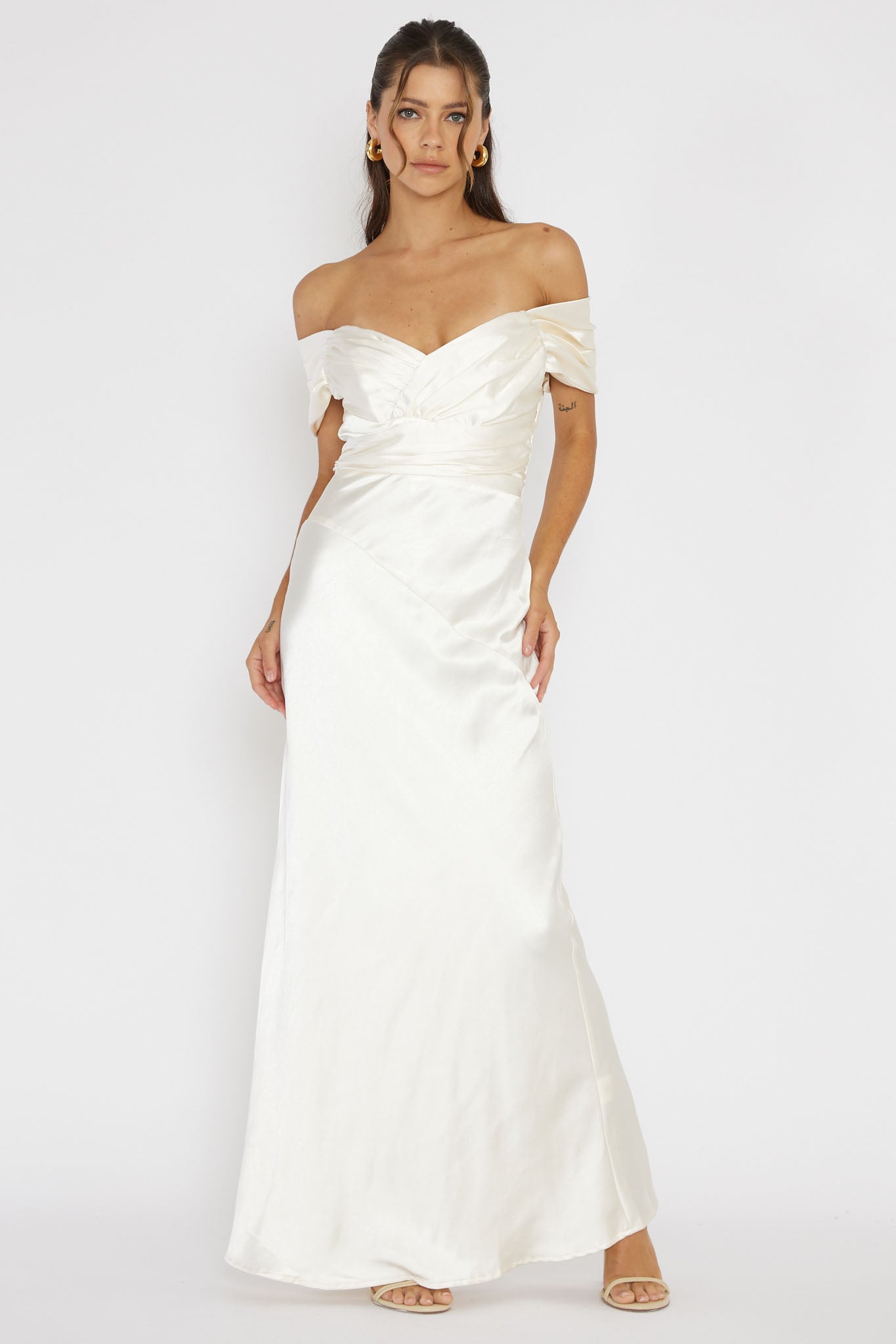 Katrina Off Shoulder Maxi Dress Butter by Selfie Leslie