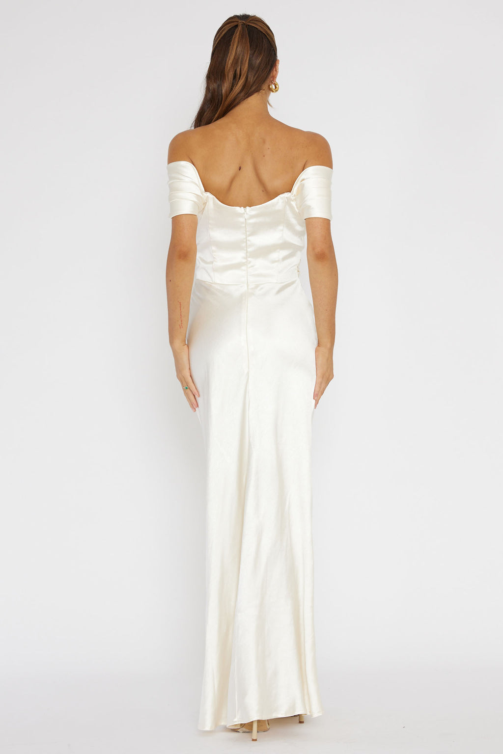 Katrina Off Shoulder Maxi Dress Butter by Selfie Leslie