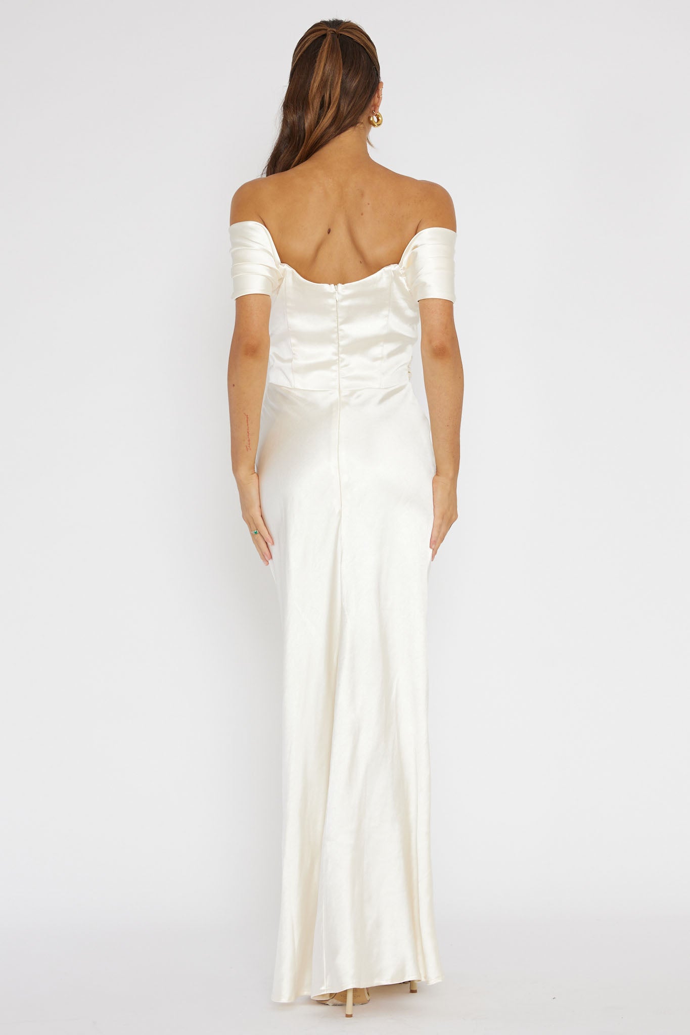 Katrina Off Shoulder Maxi Dress Butter by Selfie Leslie