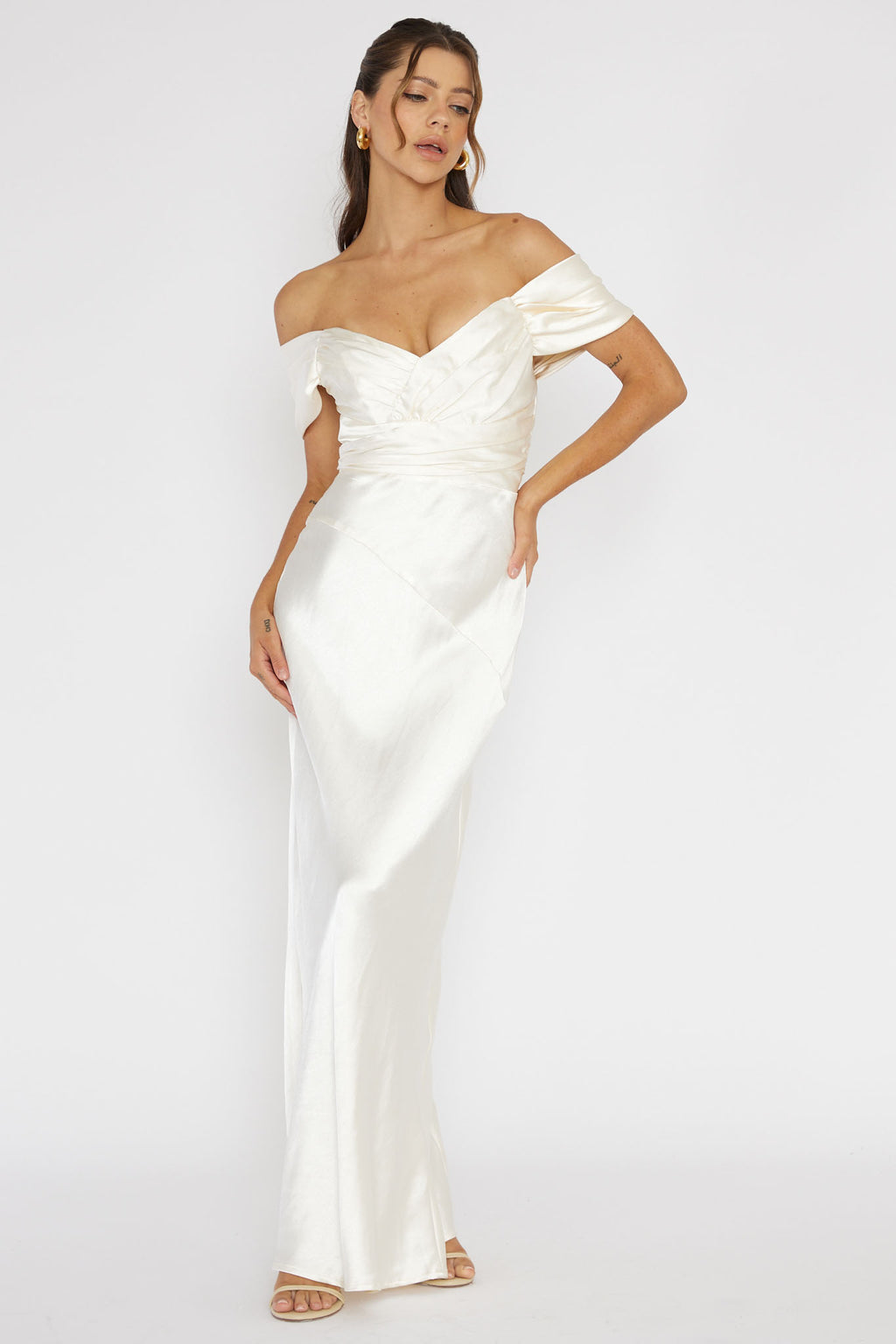 Katrina Off Shoulder Maxi Dress Butter by Selfie Leslie