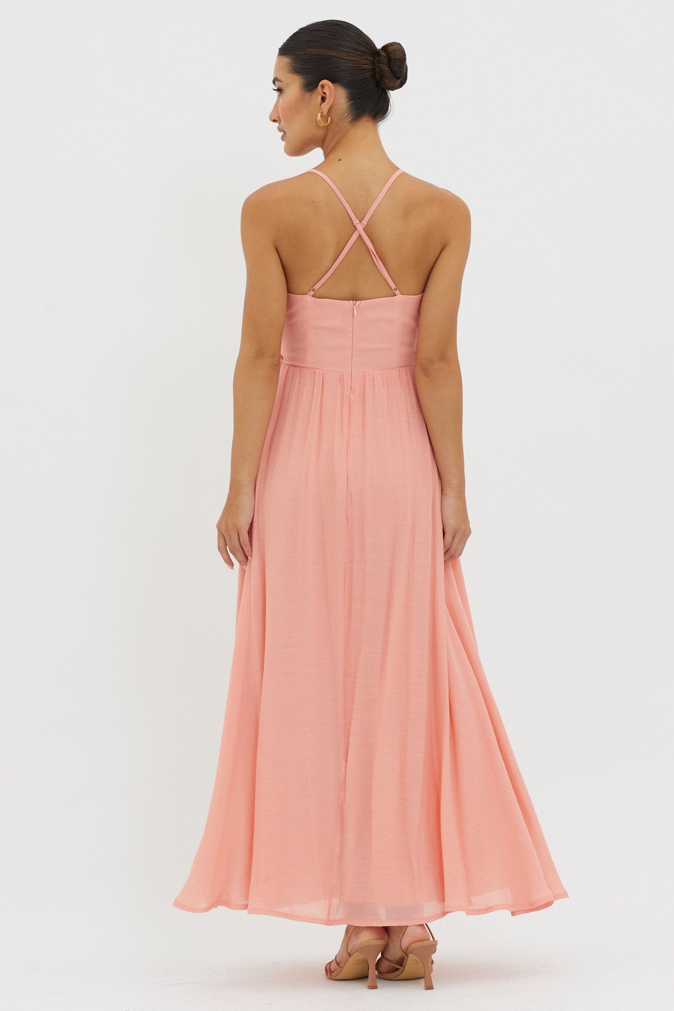 knee length dresses for ladies Slow It Down Lace Trim Maxi Dress Peach knee length dresses for ladies Slow It Down Lace Trim Maxi Dress Peach