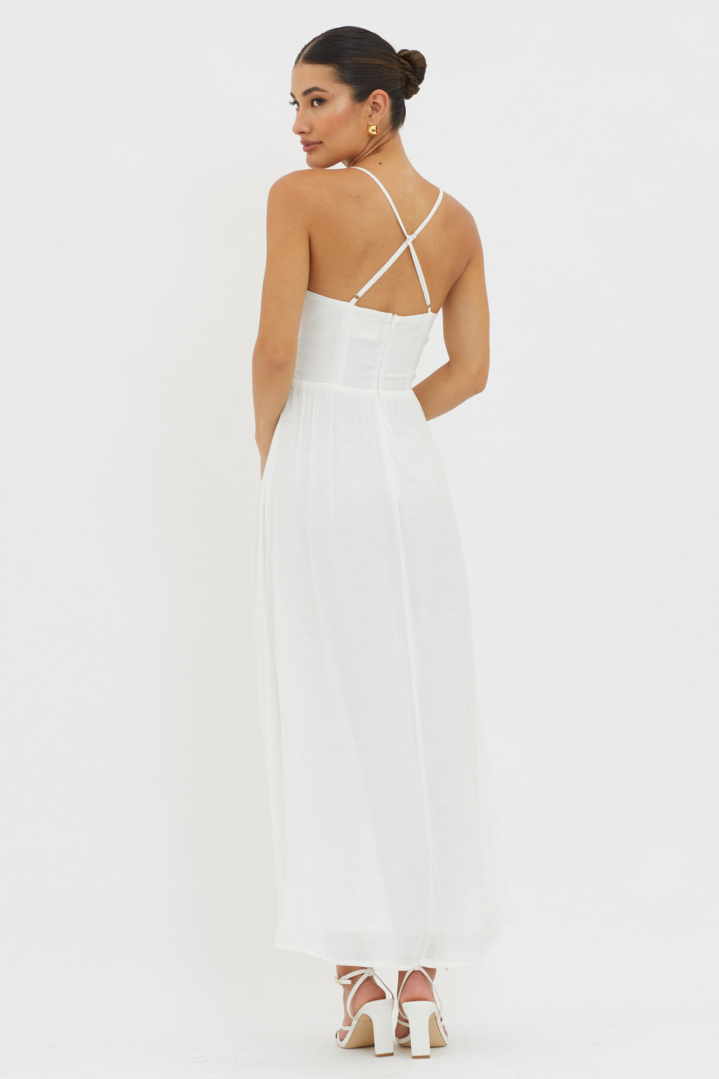 Slow It Down Lace Trim Maxi Dress White by Selfie Leslie
