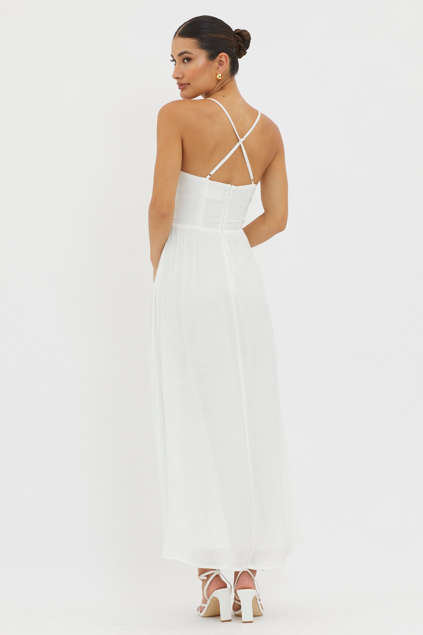 Slow It Down Lace Trim Maxi Dress White by Selfie Leslie