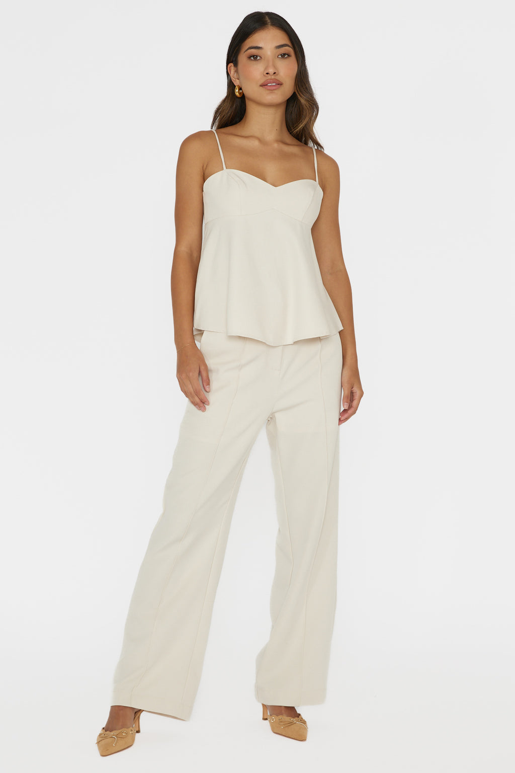 Mistie Pintuck Pants Bone by Selfie Leslie