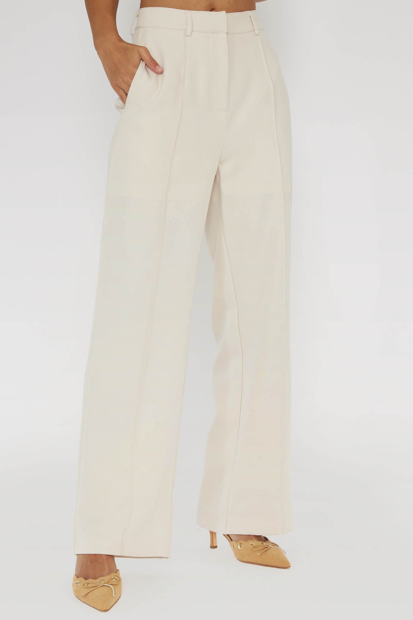 Mistie Pintuck Pants Bone by Selfie Leslie