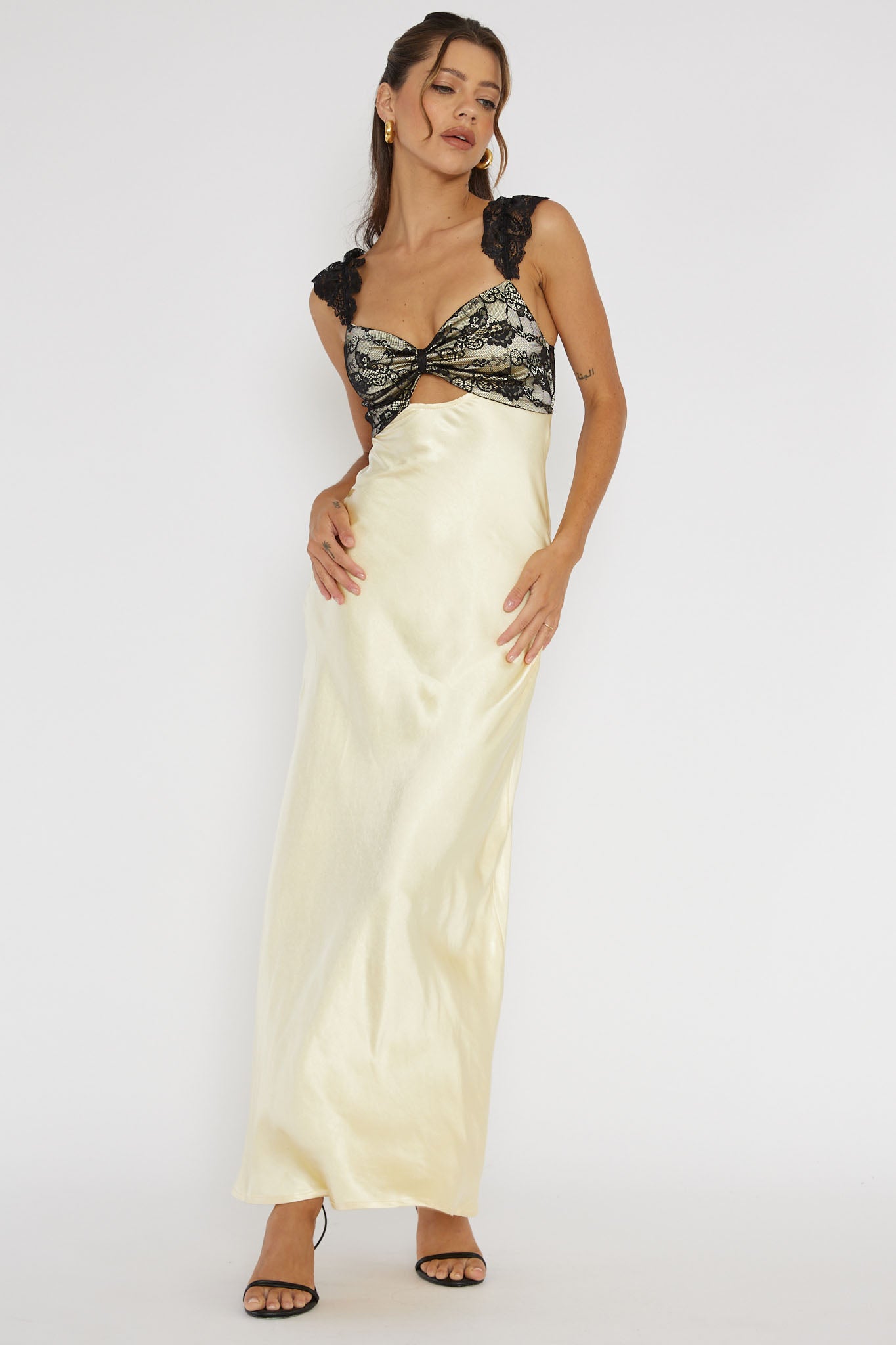 Claribel Lace Bust Maxi Dress Lemon by Selfie Leslie