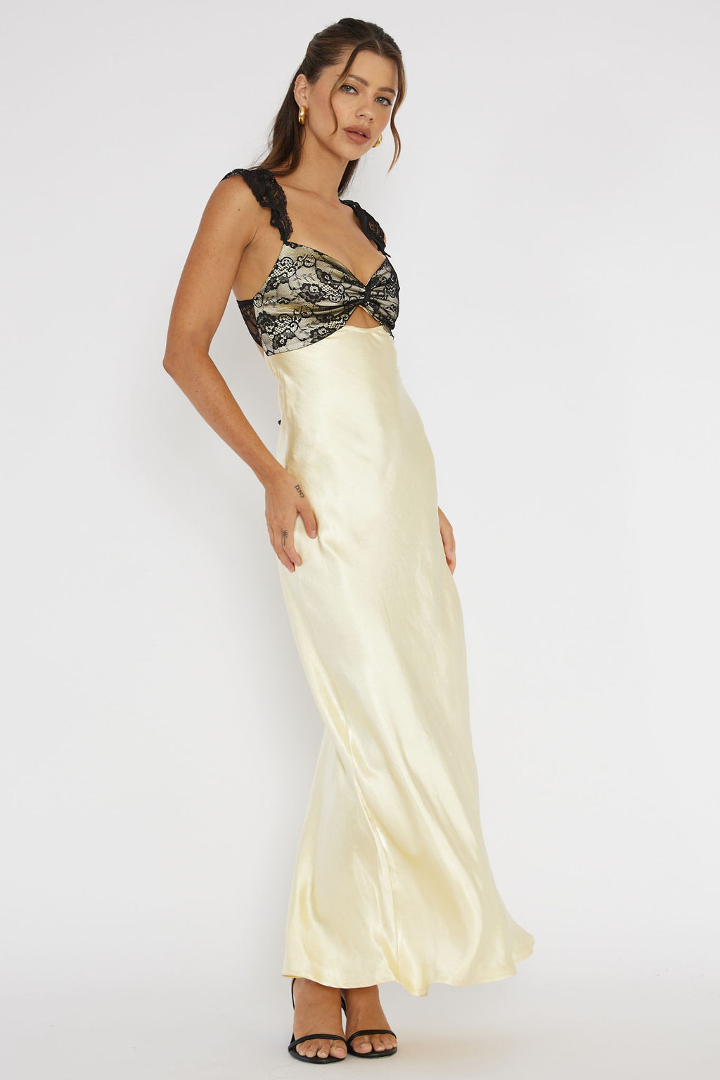 Claribel Lace Bust Maxi Dress Lemon by Selfie Leslie