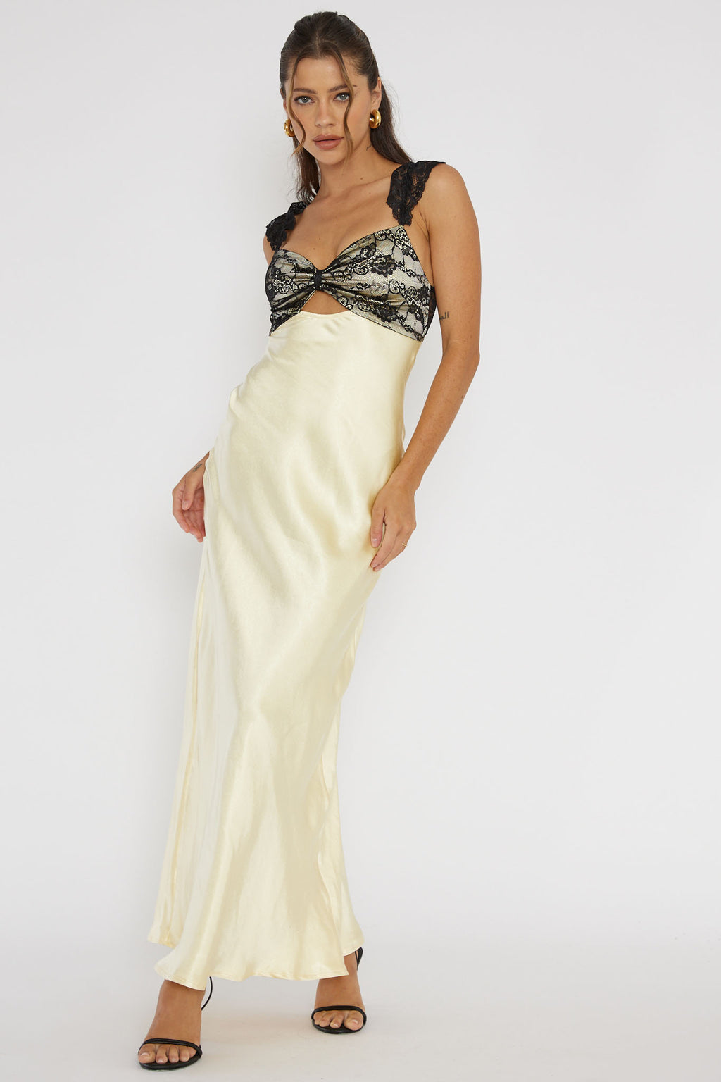 Claribel Lace Bust Maxi Dress Lemon by Selfie Leslie