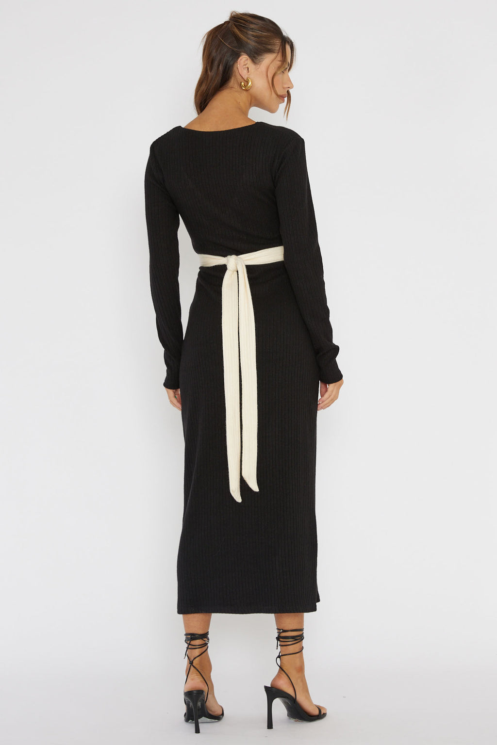 So Emotional Long Sleeve Cut-Out Knit Dress Black by Selfie Leslie