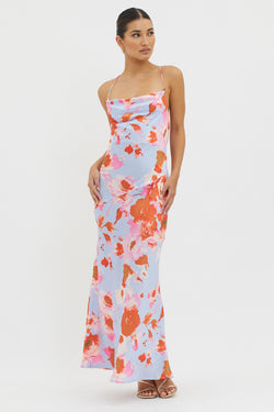 Shop Dream Walk Cowl Back Tied Dress Print Pink