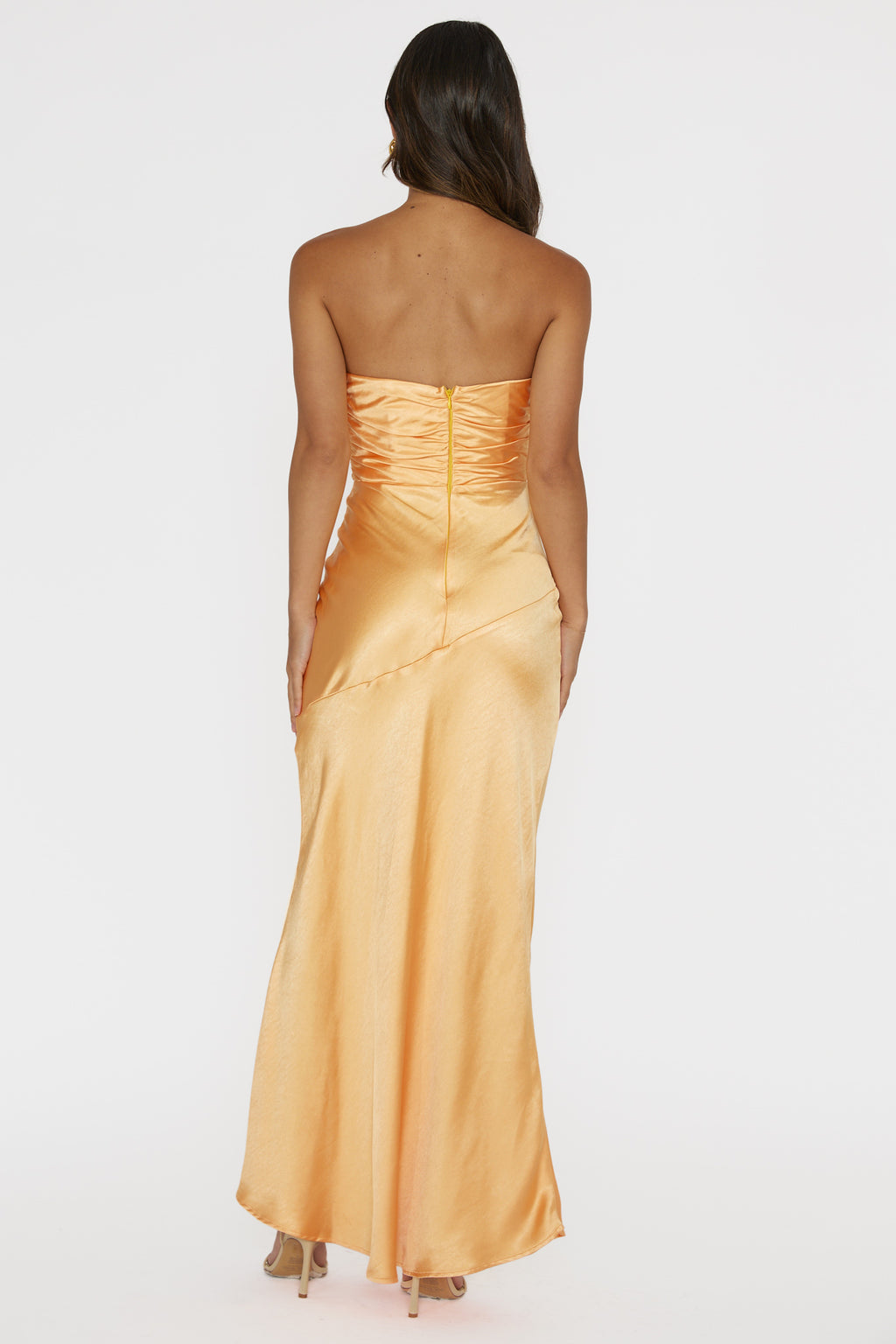 Blaise Asymmetric Neckline Maxi Dress Apricot by Selfie Leslie