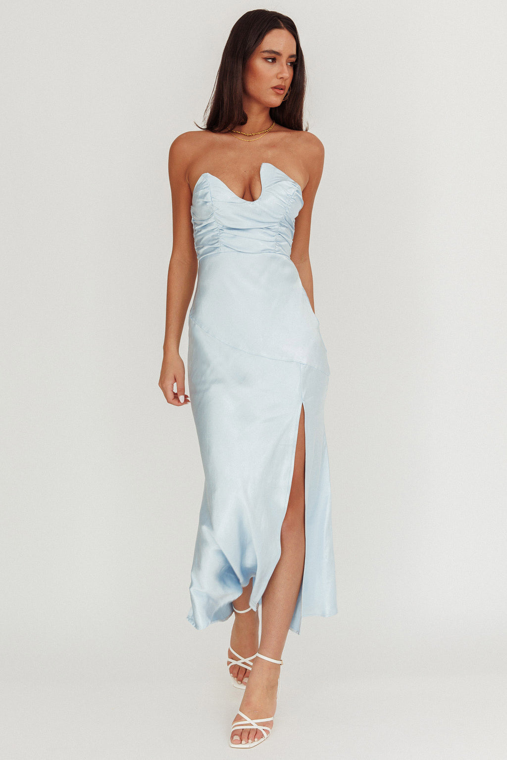 Blaise Asymmetric Neckline Maxi Dress Blue by Selfie Leslie