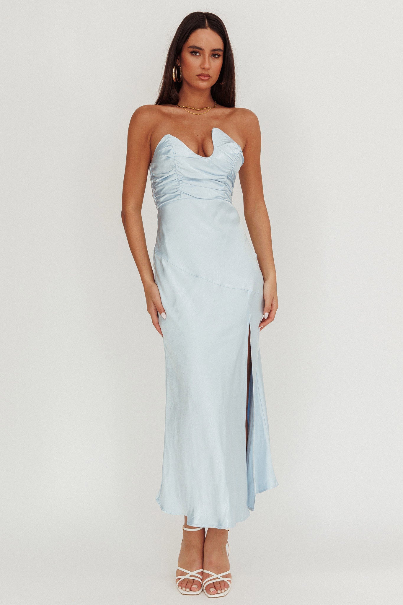 Blaise Asymmetric Neckline Maxi Dress Blue by Selfie Leslie
