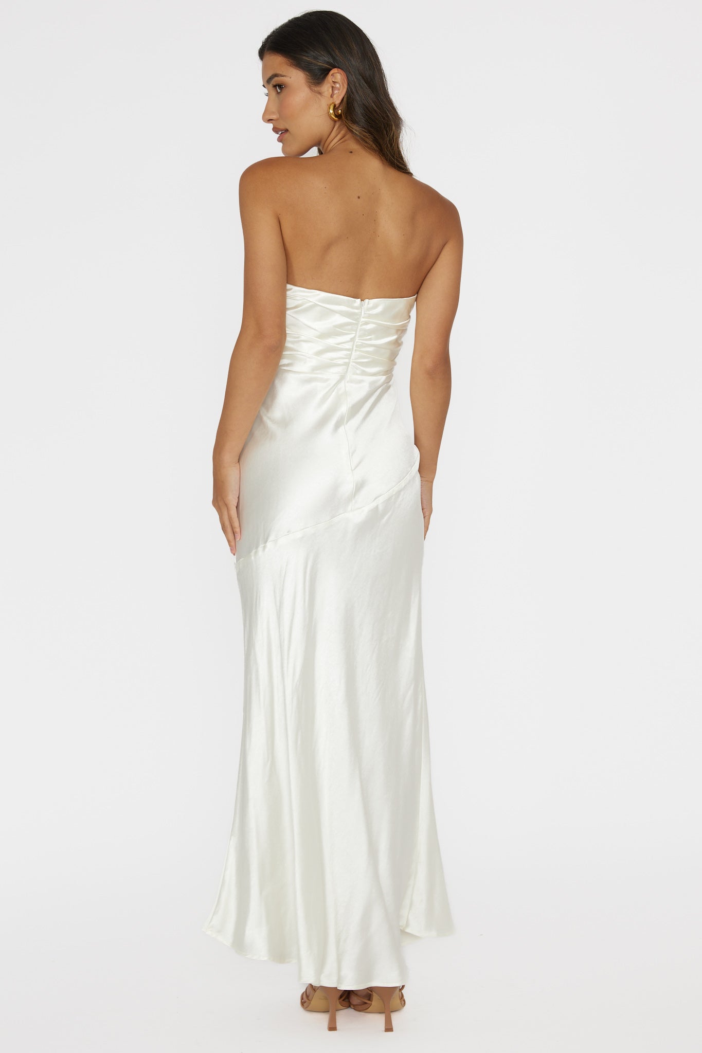 Blaise Asymmetric Neckline Maxi Dress Pearl– Selfie Leslie