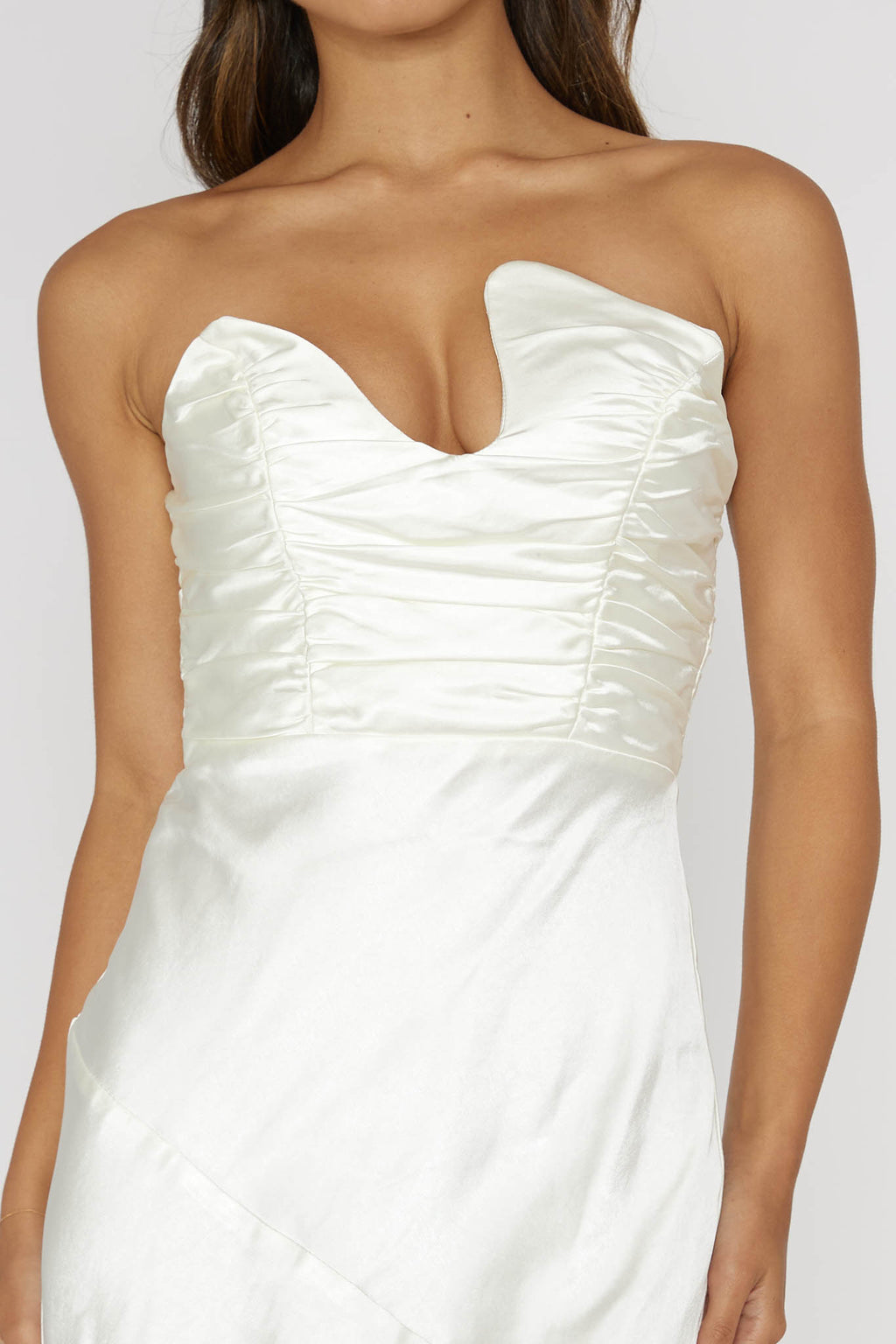 Blaise Asymmetric Neckline Maxi Dress Pearl by Selfie Leslie