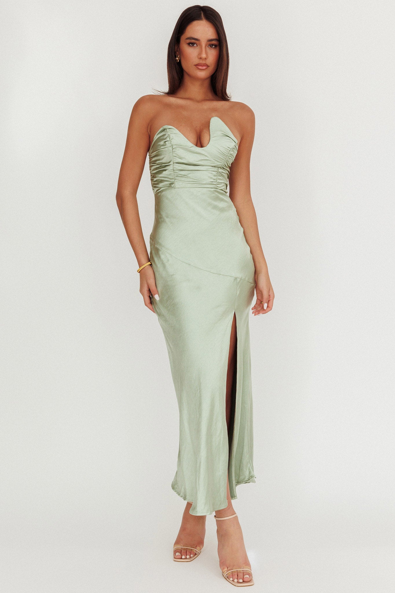 Blaise Asymmetric Neckline Maxi Dress Sage L