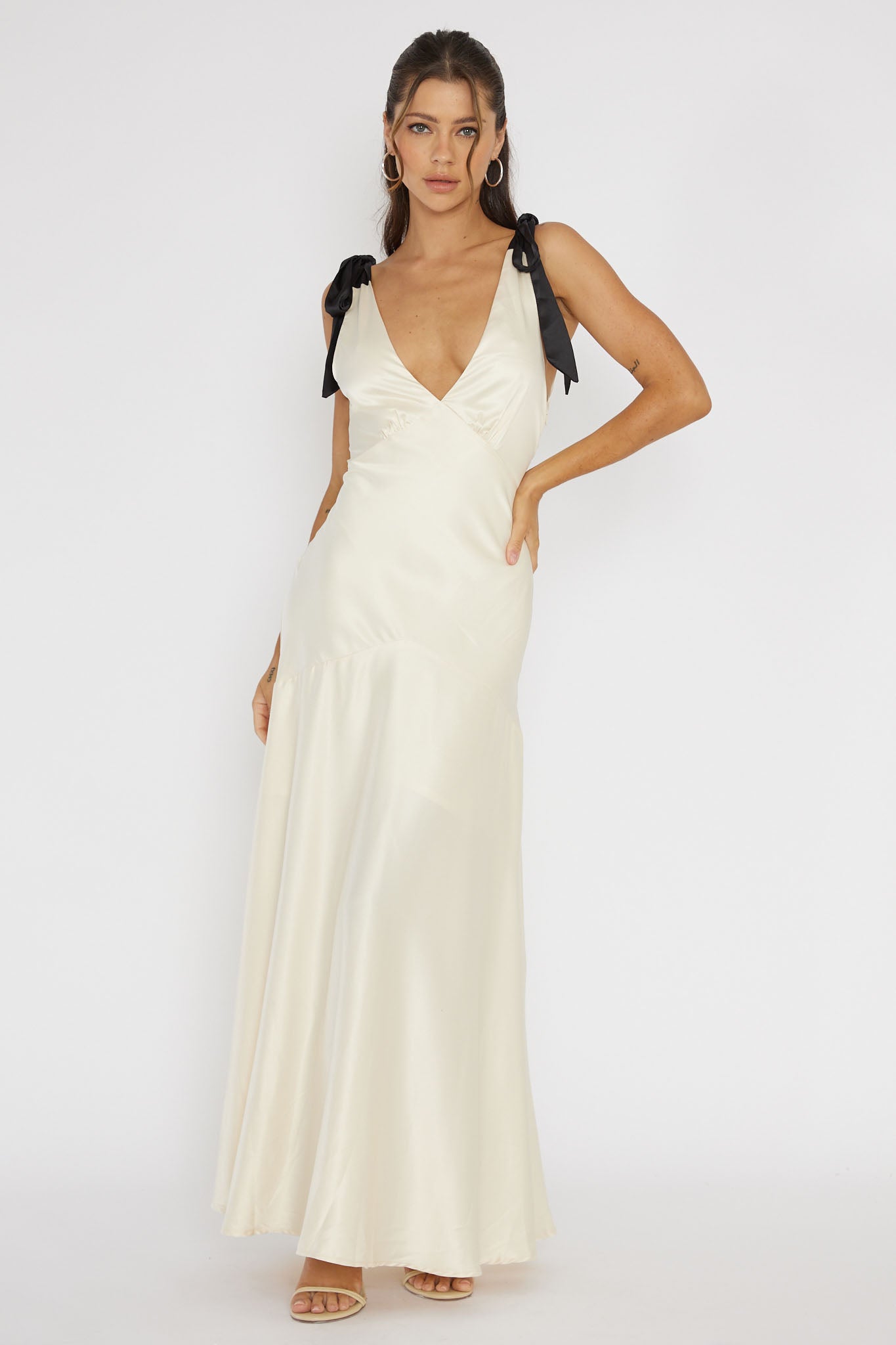 New York Minute Bow Shoulder Dress Oyster by Selfie Leslie