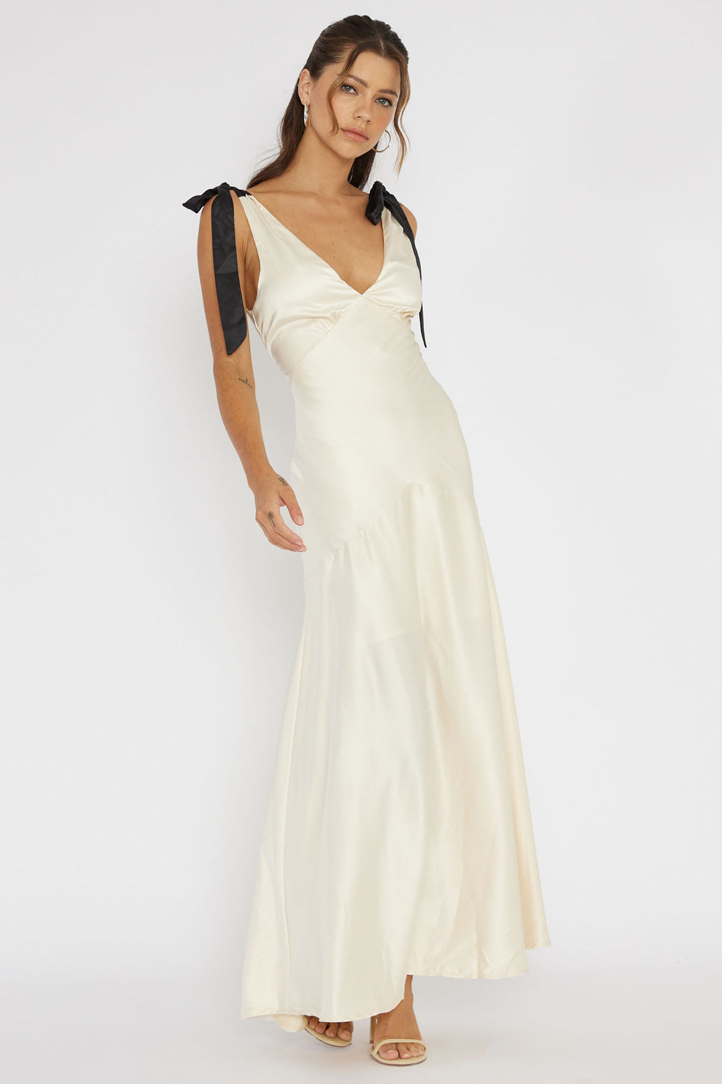New York Minute Bow Shoulder Dress Oyster by Selfie Leslie