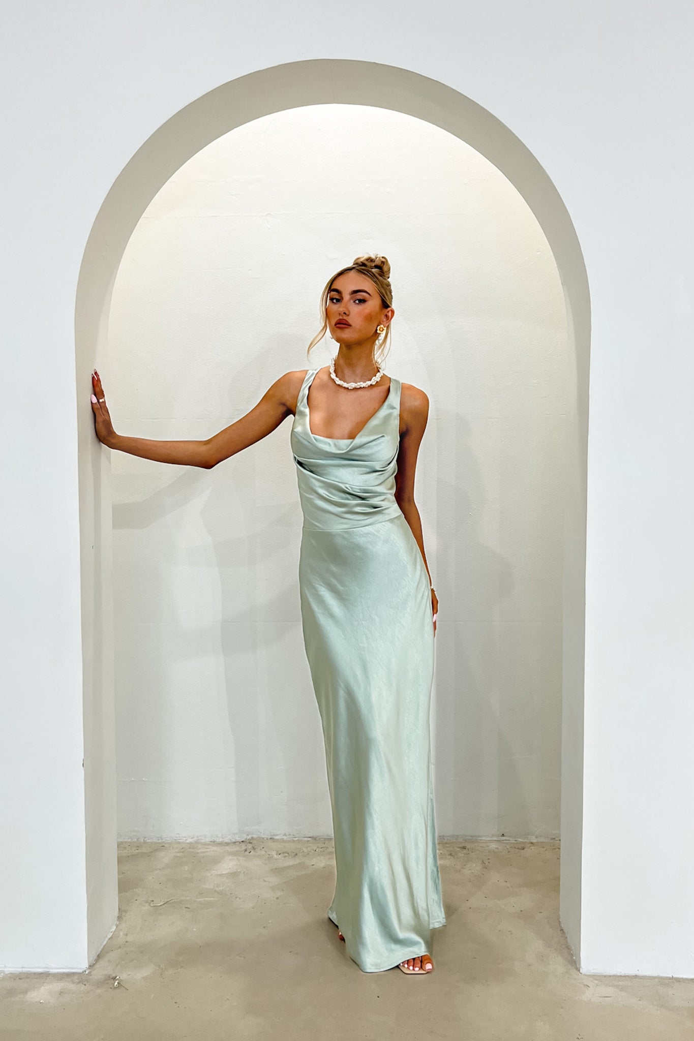 Sitara Tied Back Maxi Dress Sage by Selfie Leslie