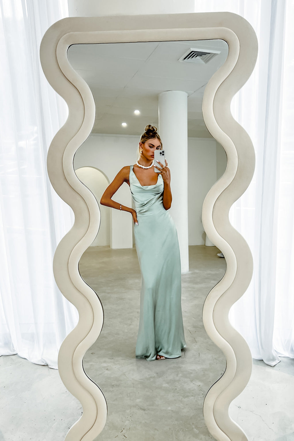 Sitara Tied Back Maxi Dress Sage by Selfie Leslie