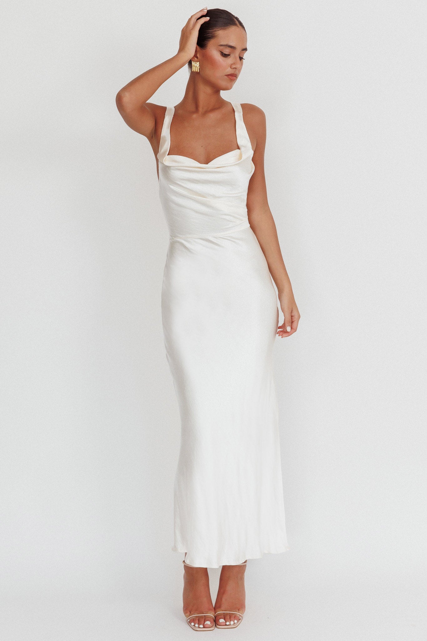 Sitara Tied Back Maxi Dress Oyster by Selfie Leslie