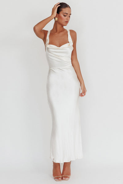 Sitara Tied Back Maxi Dress Oyster– Selfie Leslie