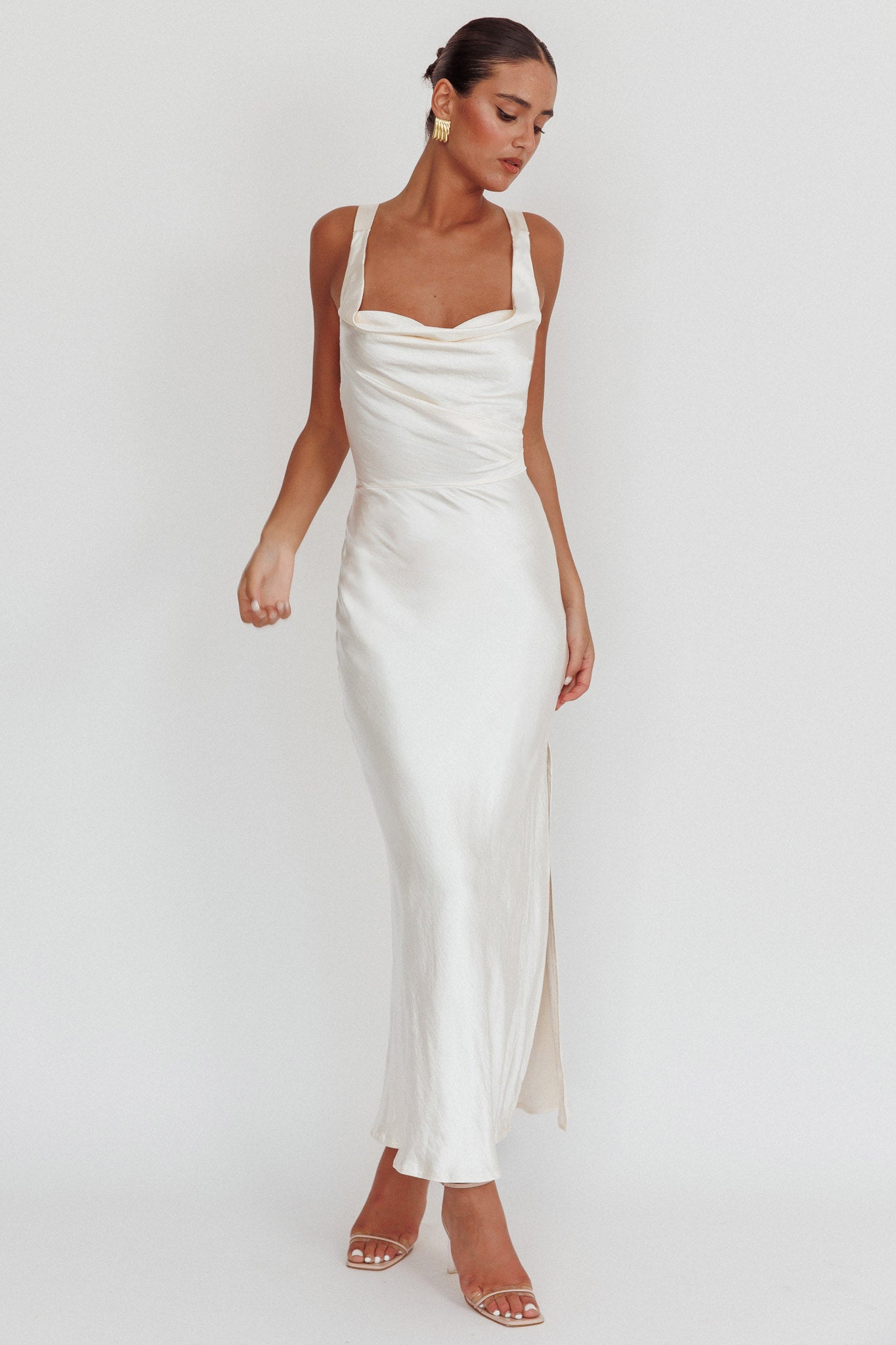 Sitara Tied Back Maxi Dress Oyster by Selfie Leslie