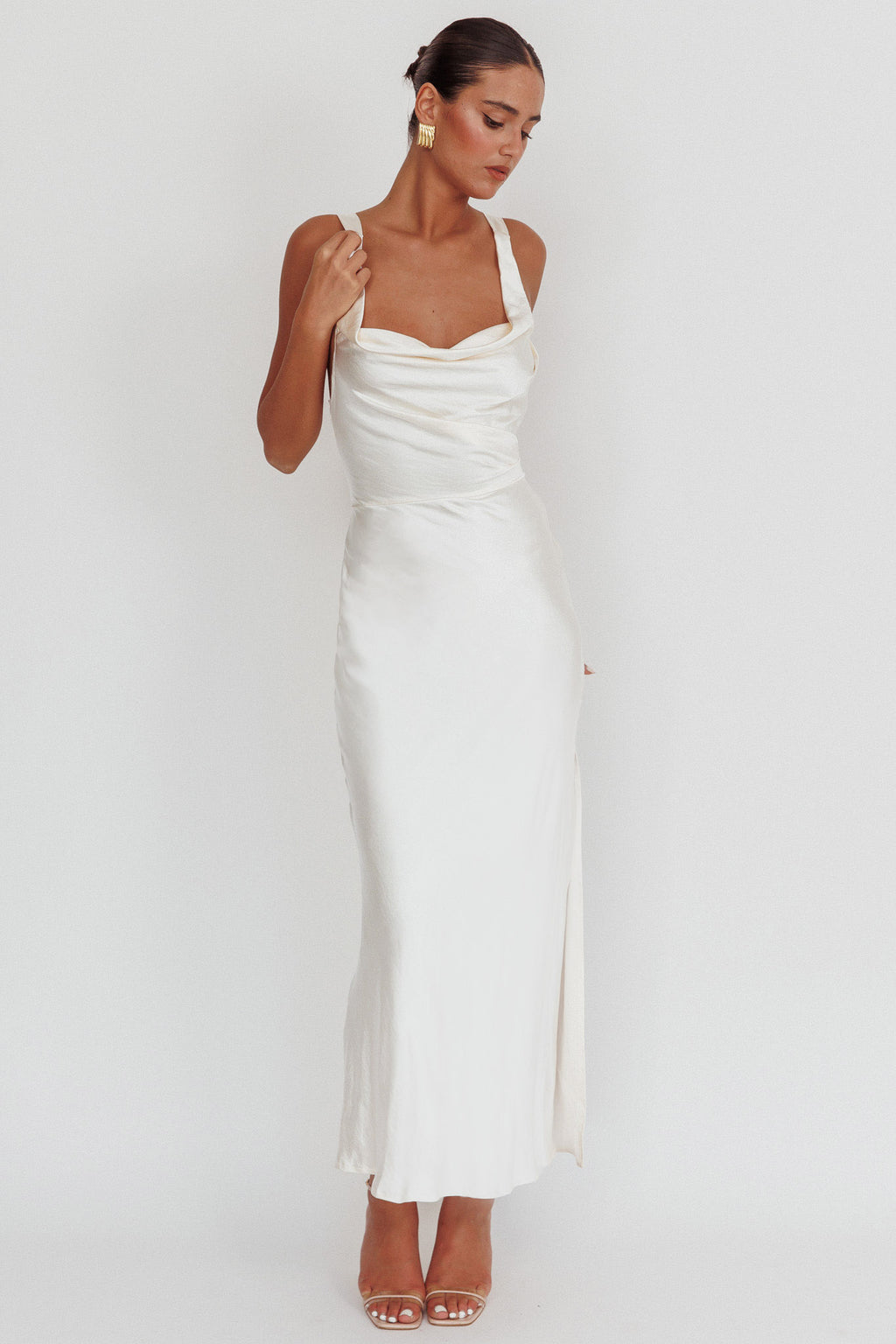 Sitara Tied Back Maxi Dress Oyster by Selfie Leslie