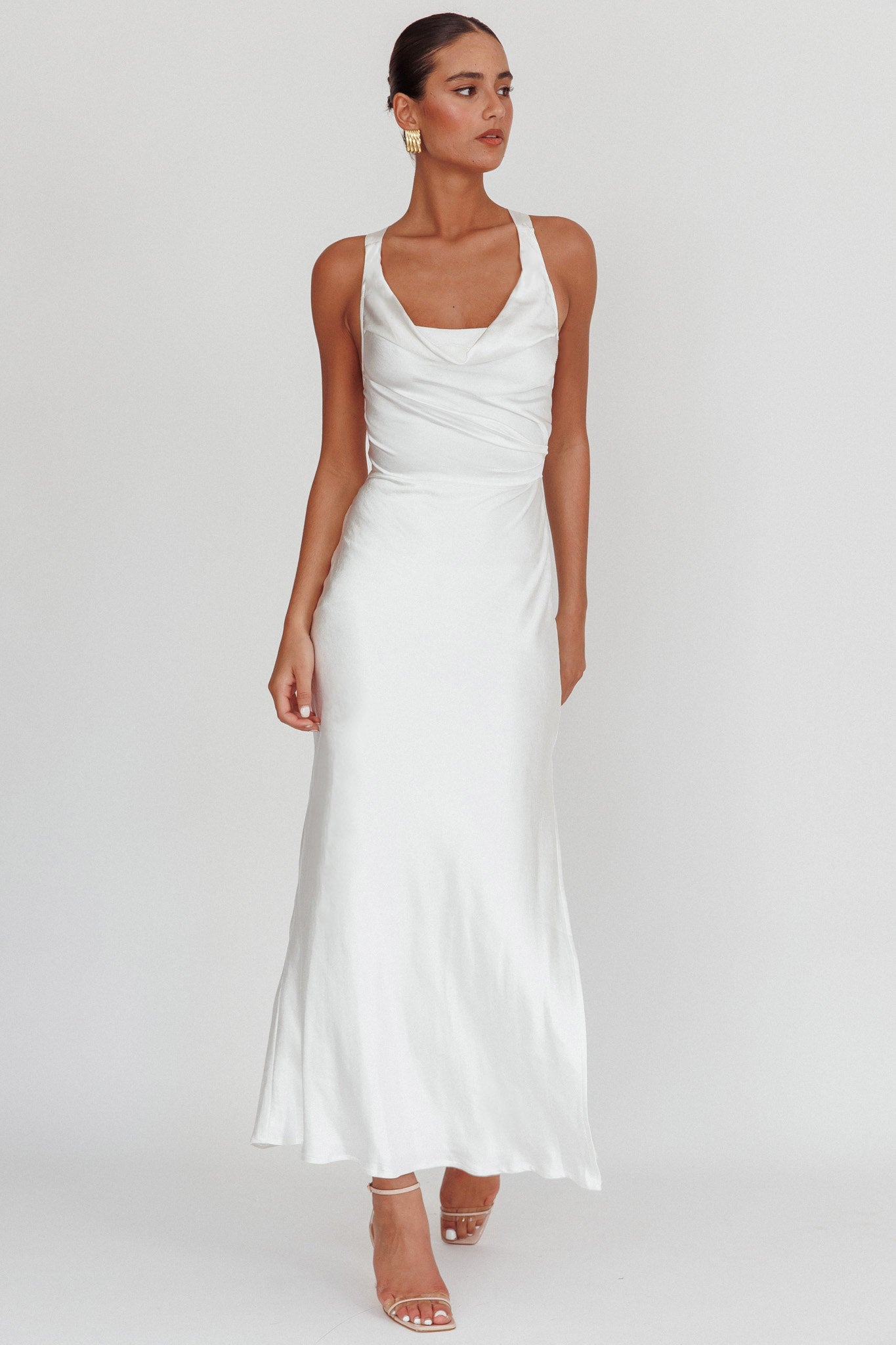Sitara Tied Back Maxi Dress White by Selfie Leslie