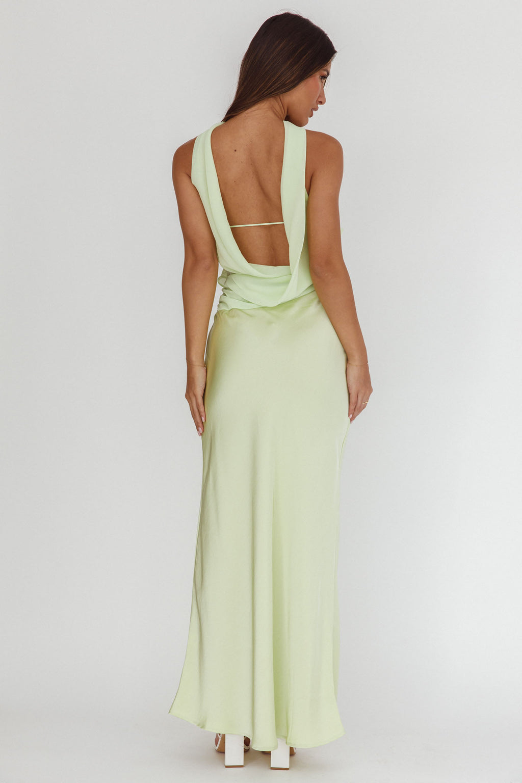 Damsel Reverse Halter Frill Trim Maxi Dress Sage - M Damsel Reverse Halter Frill Trim Maxi Dress Sage - M