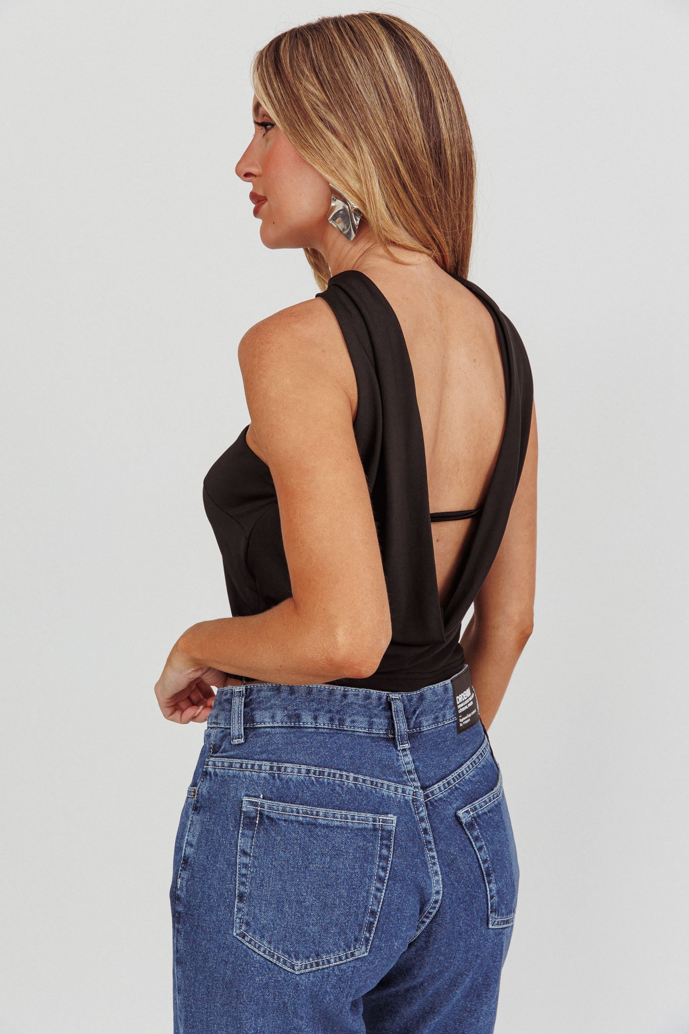 Damsel Reverse Halter Neck Top Black by Selfie Leslie