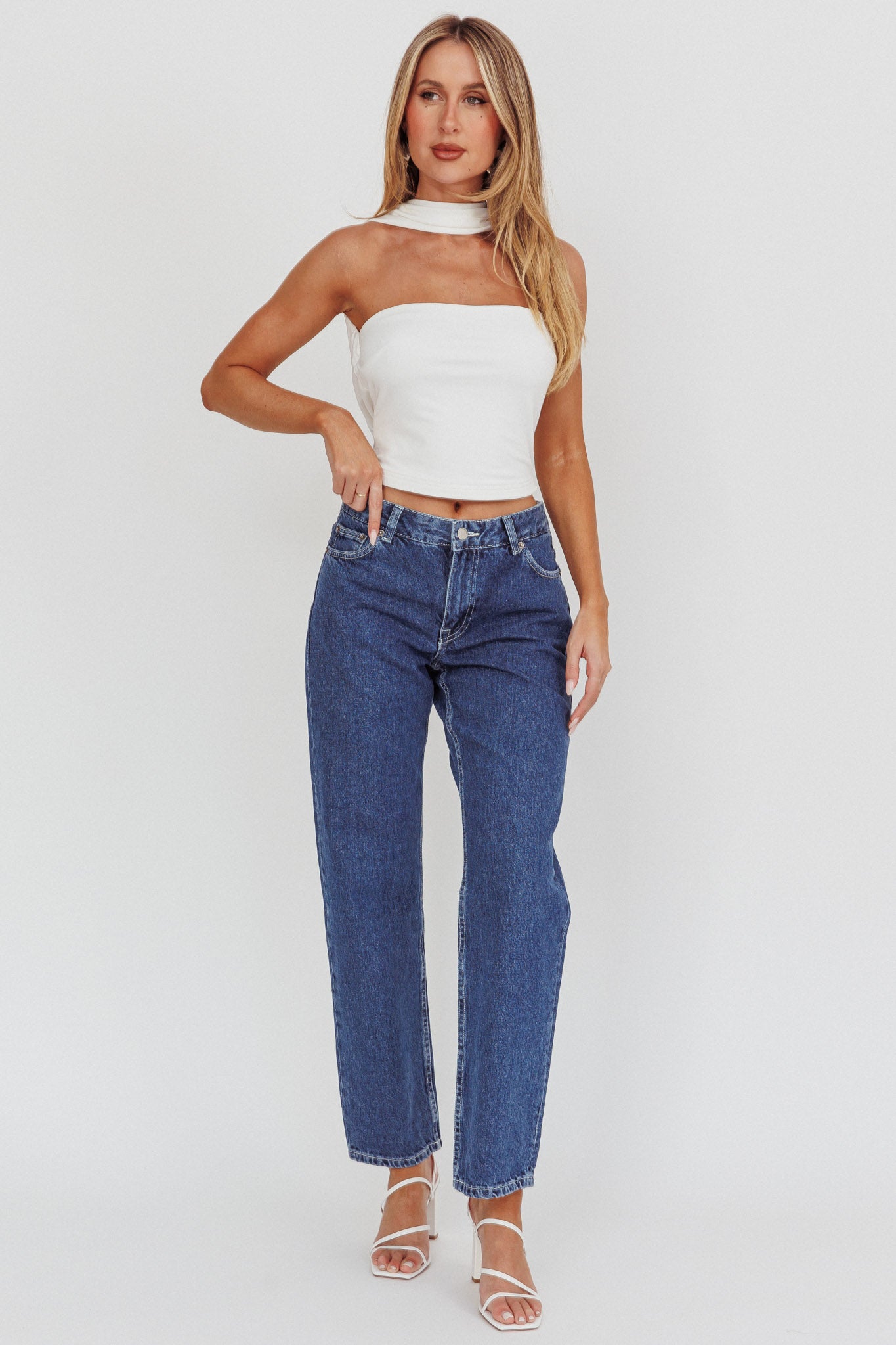 Damsel Reverse Halter Neck Top White by Selfie Leslie