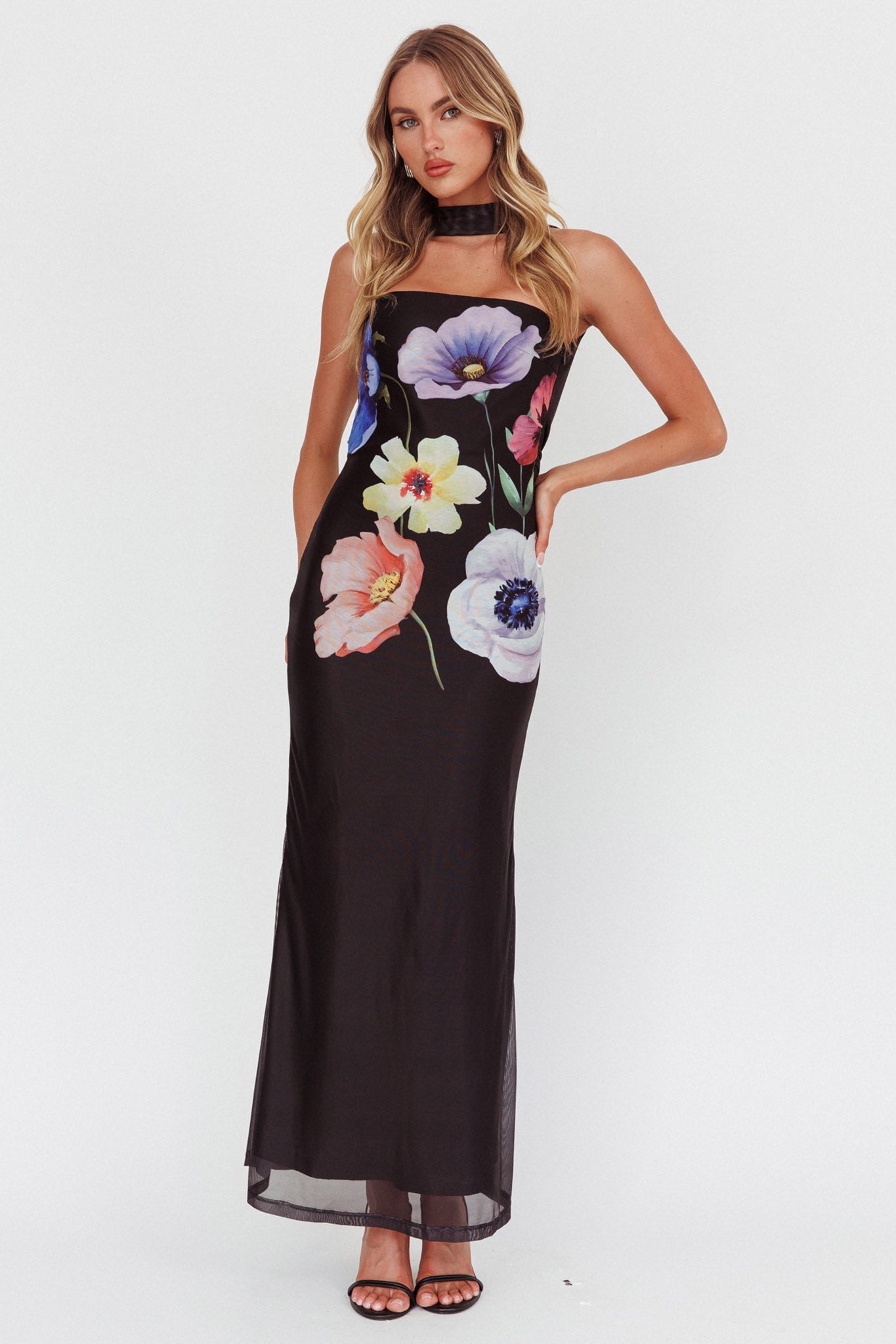 sachin and babi light blue dress Phyllis Satin Halter Maxi Dress / Lilac | Meshki main image 0