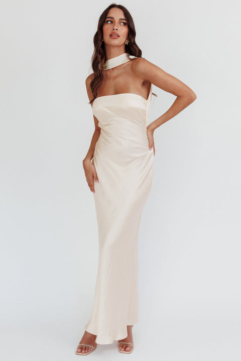 Damsel Reverse Halter Maxi Dress Oyster Selfie Leslie