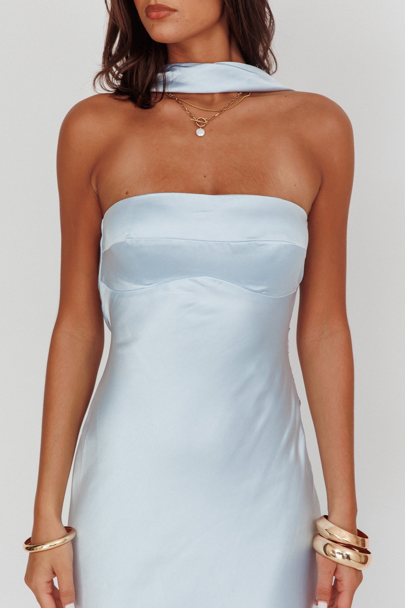 Damsel Reverse Halter Maxi Dress Baby Blue - S Damsel Reverse Halter Maxi Dress Baby Blue - S
