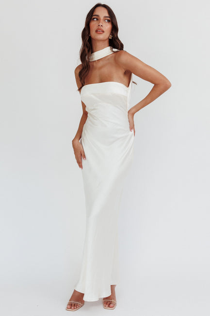 Damsel Reverse Halter Maxi Dress Satin Lilac main image 0