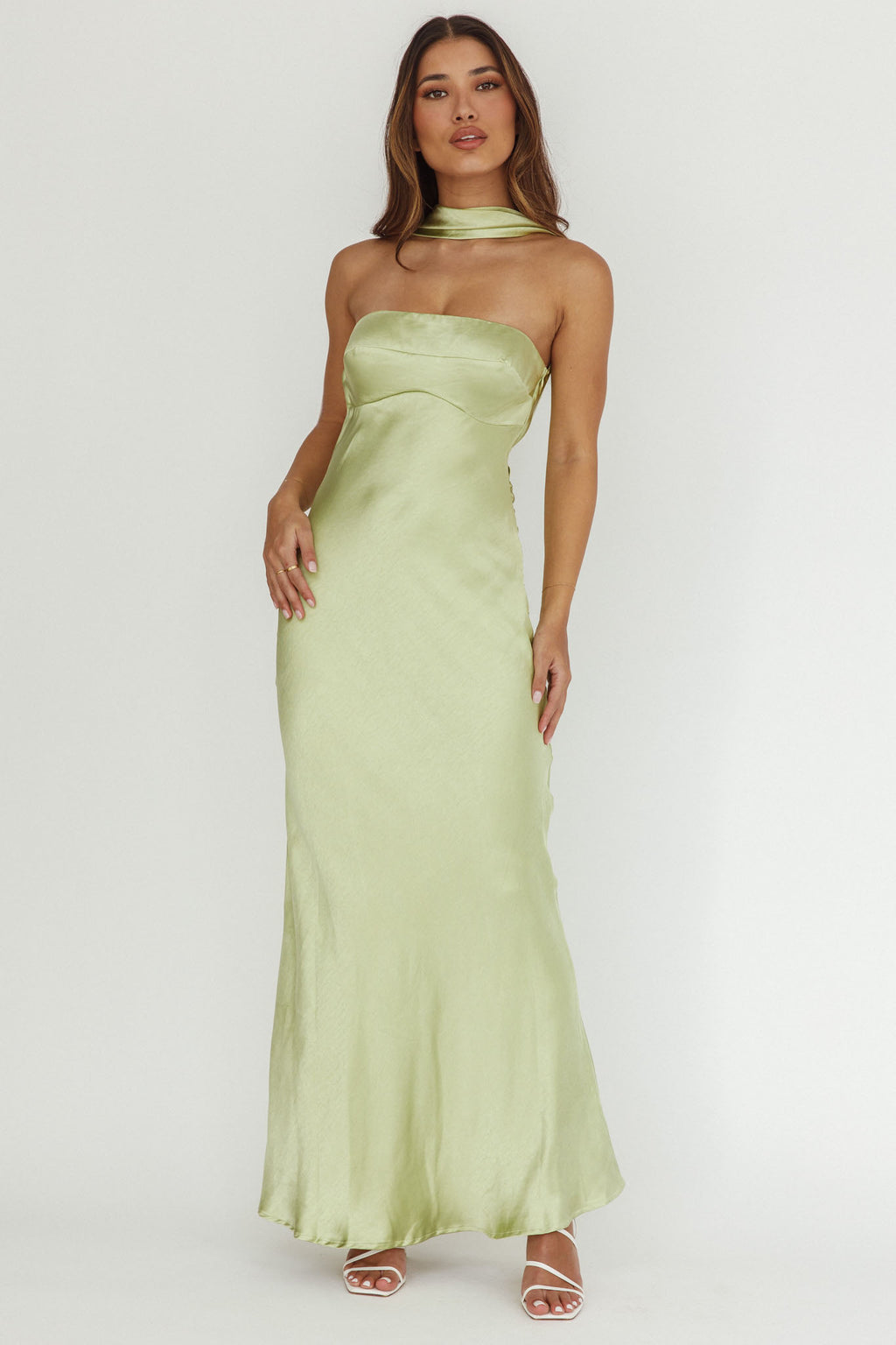 damsel reverse halter maxi dress oyster Damsel Reverse Halter Maxi Dress Pistachio