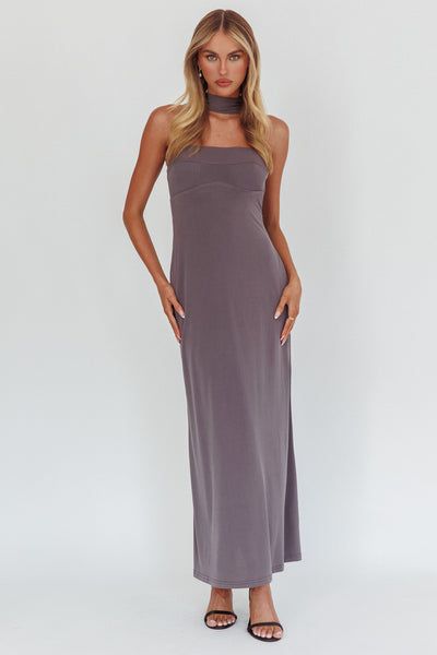 Damsel Reverse Halter Maxi Dress Charcoal - L Damsel Reverse Halter Maxi Dress Charcoal - L