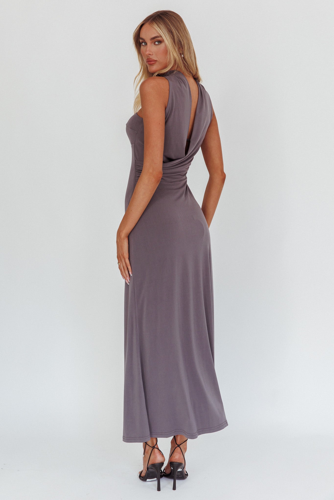 Damsel Reverse Halter Maxi Dress Charcoal - M Damsel Reverse Halter Maxi Dress Charcoal - M