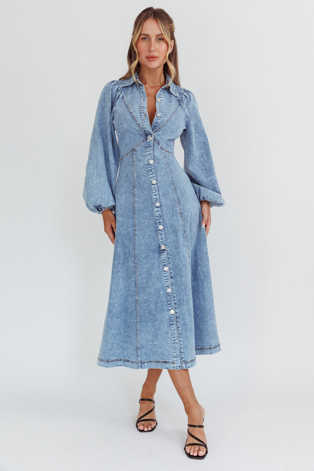 denim poplin dress The Lillian Denim Dress