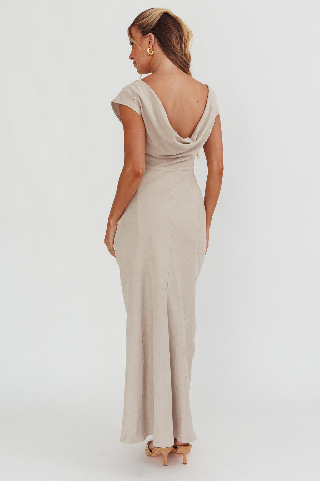 Maysa Cowl Back Maxi Dress Mushroom by Selfie Leslie