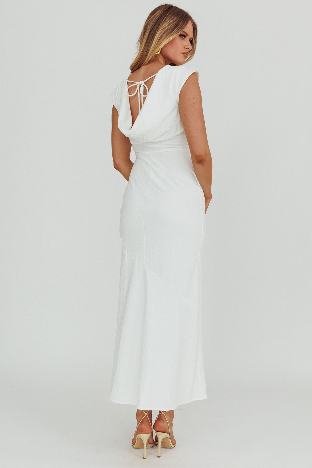 Maysa Cowl Back Maxi Dress Off White by Selfie Leslie