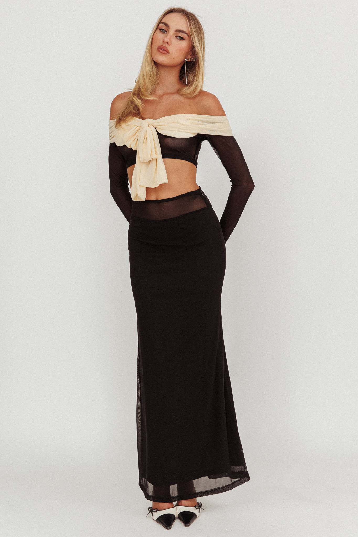 Perfect Worlds Mesh Maxi Skirt Black by Selfie Leslie